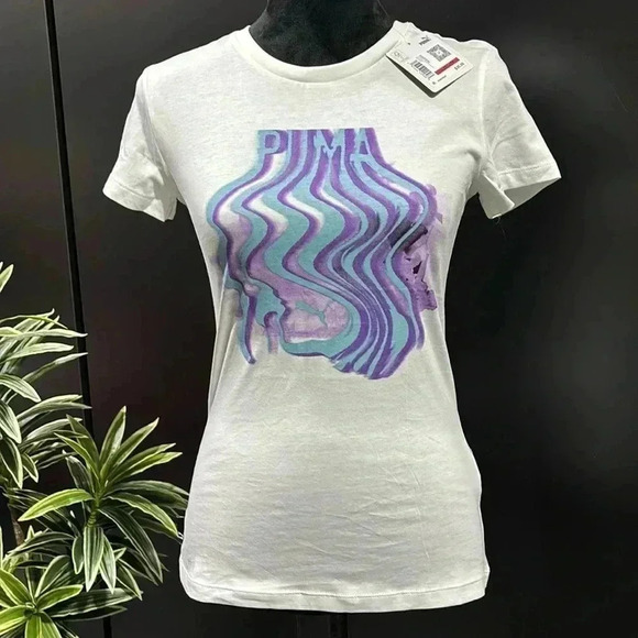 Puma Tops - Puma Classic Turn It Up Cotton T-Shirt,round neck, Puma wave logo